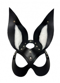 Черная маска зайки с белым мехом на ушках Miss Bunny - БДСМ Арсенал - купить с доставкой в Таганроге