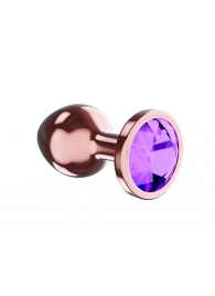 Пробка цвета розового золота с фиолетовым кристаллом Diamond Amethyst Shine S - 7,2 см. - Lola Games - купить с доставкой в Таганроге