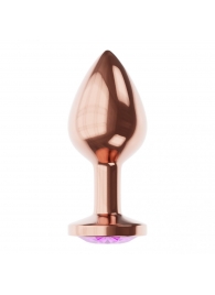 Пробка цвета розового золота с фиолетовым кристаллом Diamond Amethyst Shine S - 7,2 см. - Lola Games - купить с доставкой в Таганроге