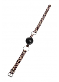 Черный кляп-шар на леопардовых ремешках Anonymo - ToyFa - купить с доставкой в Таганроге