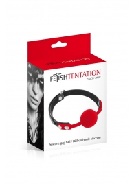 Красный кляп-шарик на черных ремешках - Fetish Tentation - купить с доставкой в Таганроге