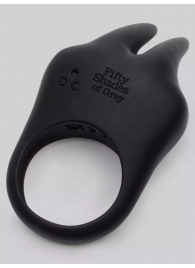 Черное эрекционное виброкольцо Sensation Rechargeable Vibrating Rabbit Love Ring - Fifty Shades of Grey - в Таганроге купить с доставкой