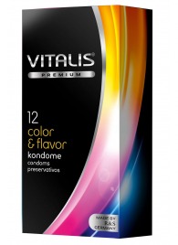 Цветные ароматизированные презервативы VITALIS PREMIUM color   flavor - 12 шт. - Vitalis - купить с доставкой в Таганроге