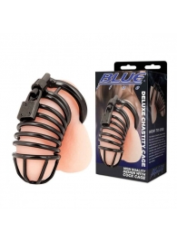 Черная металлическая клетка с замком Deluxe Chastity Cage - BlueLine - купить с доставкой в Таганроге