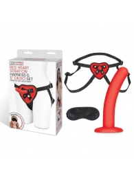 Красный поясной фаллоимитатор Red Heart Strap on Harness   5in Dildo Set - 12,25 см. - Lux Fetish - купить с доставкой в Таганроге