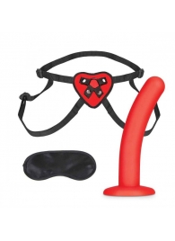 Красный поясной фаллоимитатор Red Heart Strap on Harness   5in Dildo Set - 12,25 см. - Lux Fetish - купить с доставкой в Таганроге