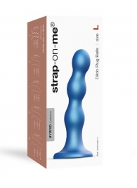 Голубая насадка Strap-On-Me Dildo Plug Balls size L - Strap-on-me - купить с доставкой в Таганроге