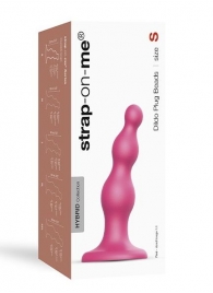 Розовая насадка Strap-On-Me Dildo Plug Beads size S - Strap-on-me - купить с доставкой в Таганроге