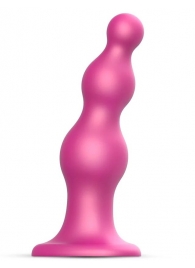 Розовая насадка Strap-On-Me Dildo Plug Beads size S - Strap-on-me - купить с доставкой в Таганроге