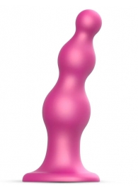 Розовая насадка Strap-On-Me Dildo Plug Beads size L - Strap-on-me - купить с доставкой в Таганроге