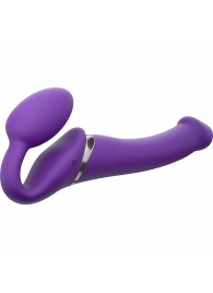 Фиолетовый безремневой вибрострапон Vibrating Bendable Strap-On - size L - Strap-on-me - купить с доставкой в Таганроге