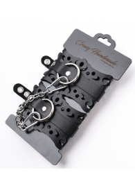 Ажурные наручники из черной кожи - Crazy Handmade - купить с доставкой в Таганроге Ажурные наручники из черной кожи - Crazy Handmade - купить с доставкой в Таганроге