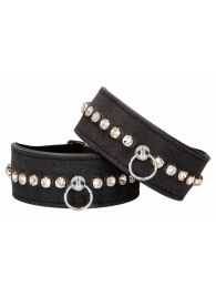 Черные наручники Diamond Studded Wrist Cuffs - Shots Media BV - купить с доставкой в Таганроге