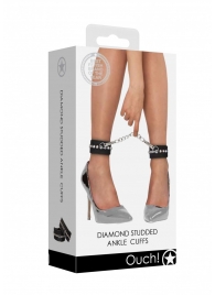 Черные поножи Diamond Studded Ankle Cuffs - Shots Media BV - купить с доставкой в Таганроге