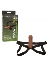 Коричневый фаллопротез из силикона Extension with Harness - 15,75 см. - California Exotic Novelties - купить с доставкой в Таганроге