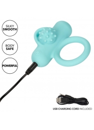 Аквамариновое эрекционное виброкольцо Silicone Rechargeable Nubby Lover’s Delight - California Exotic Novelties - в Таганроге купить с доставкой