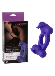 Фиолетовое эрекционное виброкольцо с двумя моторами Silicone Rechargeable Triple Orgasm Enhancer - California Exotic Novelties - в Таганроге купить с доставкой