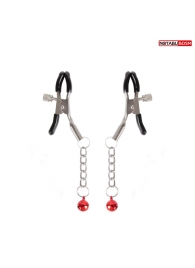 Серебристые зажимы на соски с шариками на цепочках - Notabu - купить с доставкой в Таганроге