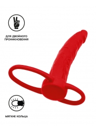 Красная насадка на пенис для двойного проникновения Black Red - 16,5 см. - ToyFa - купить с доставкой в Таганроге