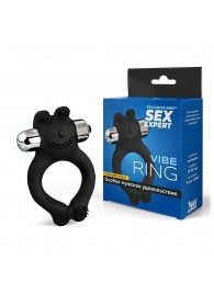 Черное силиконовое эрекционное виброкольцо Sex Expert - Sex Expert - в Таганроге купить с доставкой