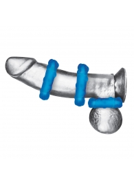 Комплект из трех голубых эрекционных колец 3-Pack Ribbed Rider Cock Ring Set - BlueLine - в Таганроге купить с доставкой