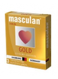 Презервативы Masculan Ultra Gold с золотым напылением и ароматом ванили - 3 шт. - Masculan - купить с доставкой в Таганроге