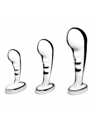 Набор из 3 стальных стимуляторов простаты Stainless Steel P-spot Training Set - b-Vibe - в Таганроге купить с доставкой