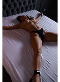 Черный кожаный набор фиксации на кровати Sex Game - БДСМ Арсенал - купить с доставкой в Таганроге