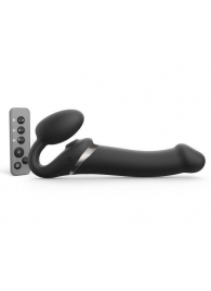 Черный безремневой страпон Multi Orgasm Size L с клиторальной стимуляцией - Strap-on-me - купить с доставкой в Таганроге