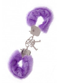 Фиолетовые меховые наручники METAL HANDCUFF WITH PLUSH LAVENDER - Dream Toys - купить с доставкой в Таганроге