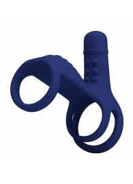 Синяя вибронасадка на пенис Vibrating Penis Sling - Baile - в Таганроге купить с доставкой