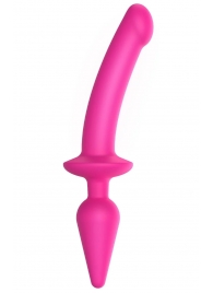 Ярко-розовый двусторонний фаллоимитатор Switch Plug-In Semi-Realistic Size L - Strap-on-me купить с доставкой в интернет-магазине Orgasmix в Таганроге Ярко-розовый двусторонний фаллоимитатор Switch Plug-In Semi-Realistic Size L - Strap-on-me