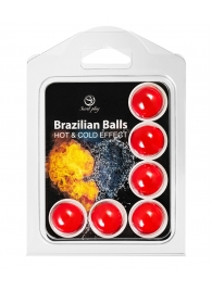 Набор из 6 шариков с массажным маслом Brazilian Balls с охлаждающим и разогревающим эффектом - Secret Play - купить с доставкой в Таганроге