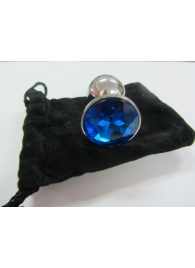 Анальное украшение BUTT PLUG  Small с синим кристаллом - 7 см. - Anal Jewelry Plug - купить с доставкой в Таганроге