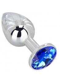 Анальное украшение BUTT PLUG  Small с синим кристаллом - 7 см. - Anal Jewelry Plug - купить с доставкой в Таганроге