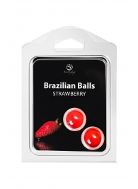 Набор из 2 шариков с массажным маслом Brazilian Balls с ароматом клубники - Secret Play - купить с доставкой в Таганроге