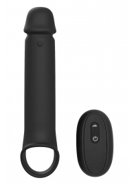 Черная насадка-удлинитель с вибрацией Vibrating Extender With Remote - Dream Toys - в Таганроге купить с доставкой