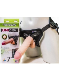 Страпон-унисекс с двумя насадками UNI strap 7  Harness - 19 и 16 см. - LOVETOY (А-Полимер) - купить с доставкой в Таганроге