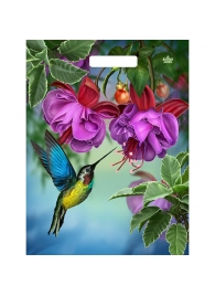 Пакет с принтом в виде колибри в цветах с вырубной ручкой (31х40 см) - Сима-Ленд - купить с доставкой в Таганроге