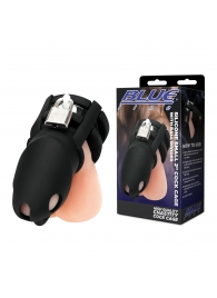 Черная клетка для пениса Silicone Small 2 in Cock Cage With Ball Divider - BlueLine - купить с доставкой в Таганроге