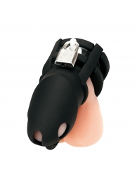 Черная клетка для пениса Silicone Small 2 in Cock Cage With Ball Divider - BlueLine - купить с доставкой в Таганроге