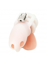 Белая клетка для пениса Silicone Small 2 in Cock Cage With Ball Divider - BlueLine - купить с доставкой в Таганроге