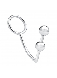 Кольцо на пенис с анальным стимулятором Two Bead Stainless Steel Anal Hook   Cock Ring - BlueLine - в Таганроге купить с доставкой