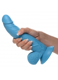 Голубой фаллоимитатор на присоске 7.5  Dildo with Balls - 21,5 см. - XR Brands