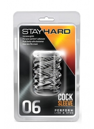 Прозрачная насадка с объёмными чёрточками STAY HARD COCK SLEEVE 06 CLEAR - Blush Novelties - в Таганроге купить с доставкой