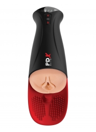 Телесный мастурбатор-вагина в черной колбе с вибрацией Fuck-O-Matic Pro XL - Pipedream - в Таганроге купить с доставкой