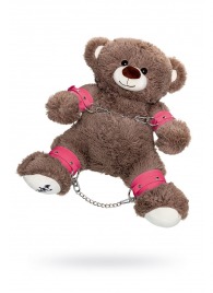 Бондажный набор: бурый мишка с розовыми оковами и наручниками - Pecado - купить с доставкой в Таганроге