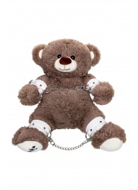 Бондажный набор: бурый мишка с белыми оковами и наручниками - Pecado - купить с доставкой в Таганроге