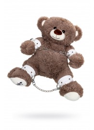 Бондажный набор: бурый мишка с белыми оковами и наручниками - Pecado - купить с доставкой в Таганроге