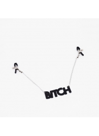Зажимы на соски с кожаной подвеской Bitch - Crazy Handmade - купить с доставкой в Таганроге